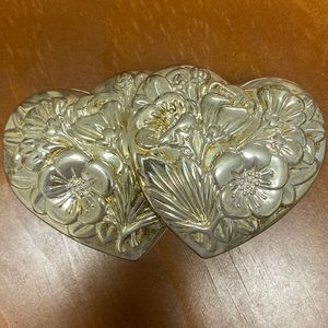Silverplated Double Heart Shape Jewelry Box
